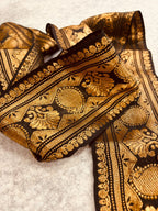 Black Pure Silk Vintage Banarasi Border Lace - Luxurion World