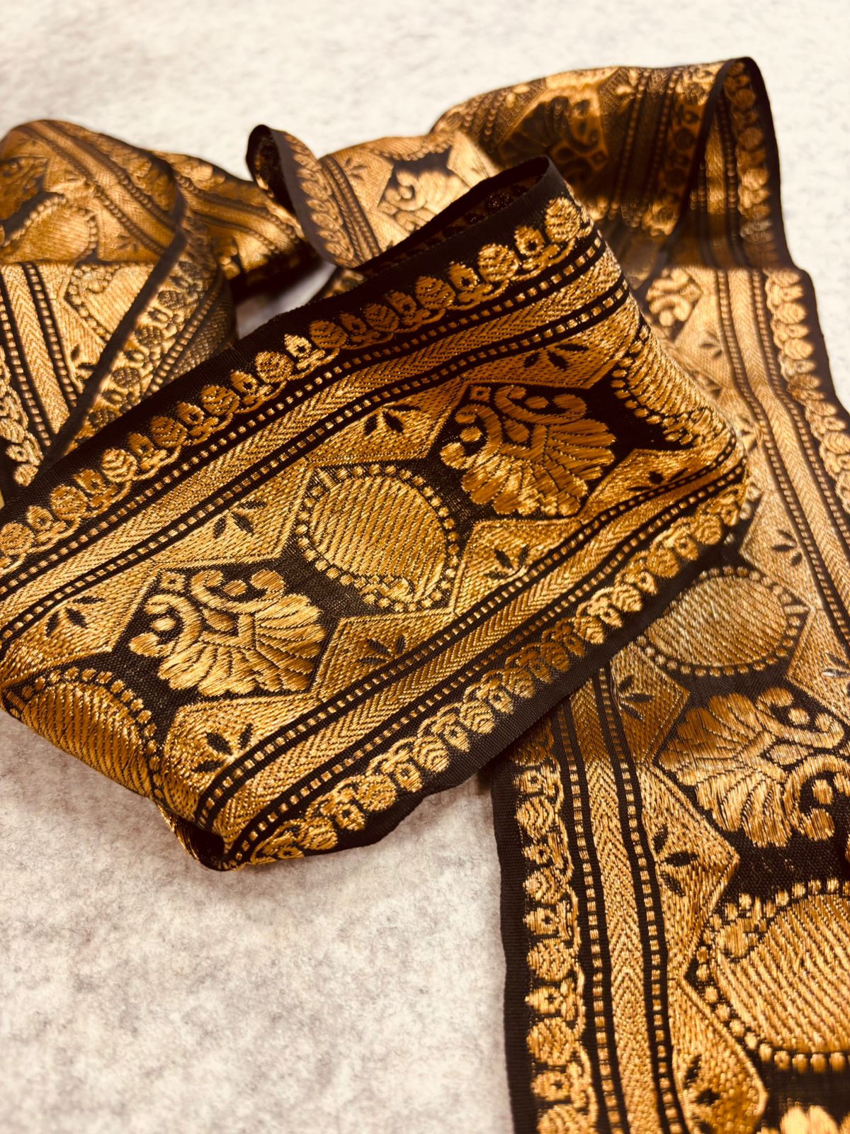 Black Pure Silk Vintage Banarasi Border Lace - Luxurion World