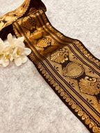 Black Pure Silk Vintage Banarasi Border Lace - Luxurion World