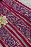 Pink Pure Silk Vintage Banarasi Border Lace - Luxurion World