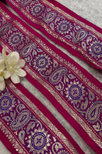 Pink Pure Silk Vintage Banarasi Border Lace - Luxurion World