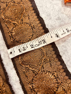 Black Pure Silk Vintage Banarasi Border Lace - Luxurion World