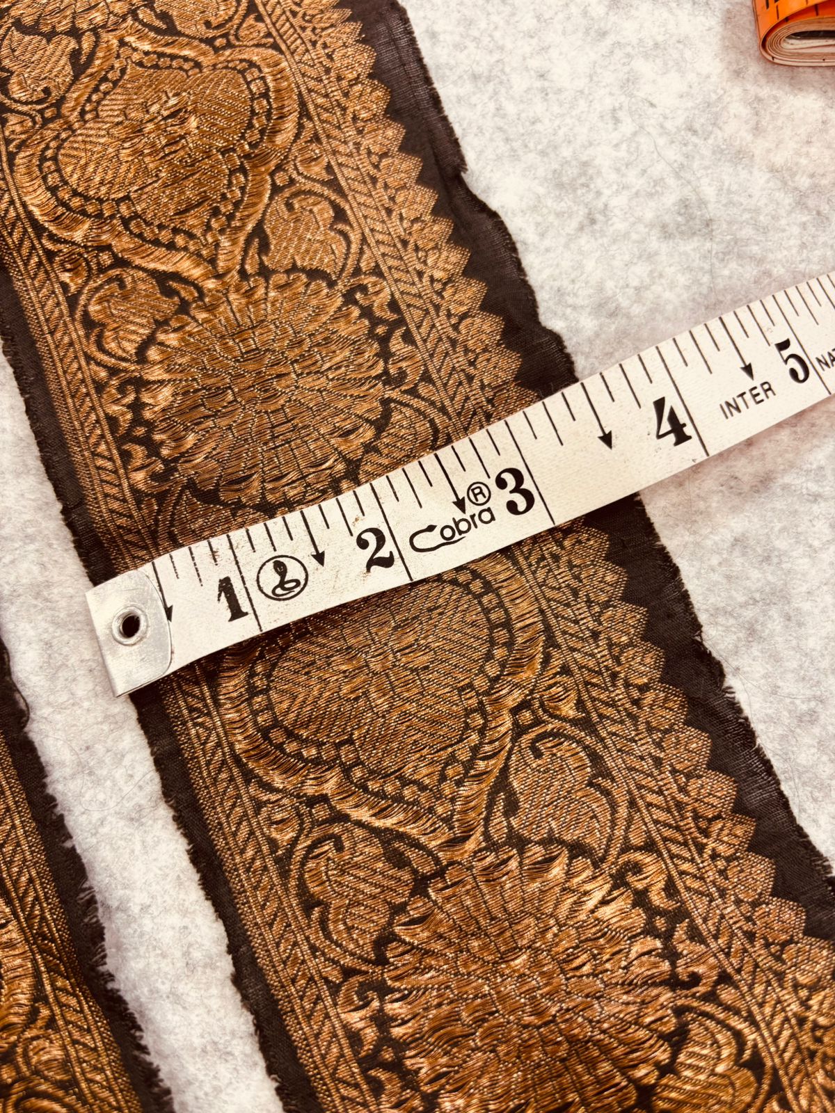 Black Pure Silk Vintage Banarasi Border Lace - Luxurion World