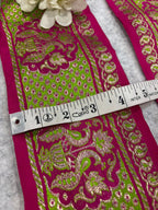 Pink Pure Silk Vintage Banarasi Border Lace - Luxurion World