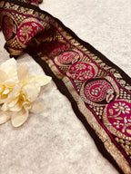 Black Pure Silk Vintage Banarasi Border Lace - Luxurion World