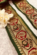 Green Pure Silk Vintage Banarasi Border Lace - Luxurion World