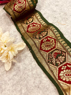 Green Pure Silk Vintage Banarasi Border Lace - Luxurion World