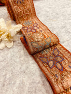 Orange Pure Silk Vintage Banarasi Border Lace - Luxurion World