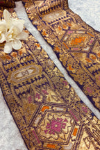 Blue Pure Silk Vintage Banarasi Border Lace - Luxurion World