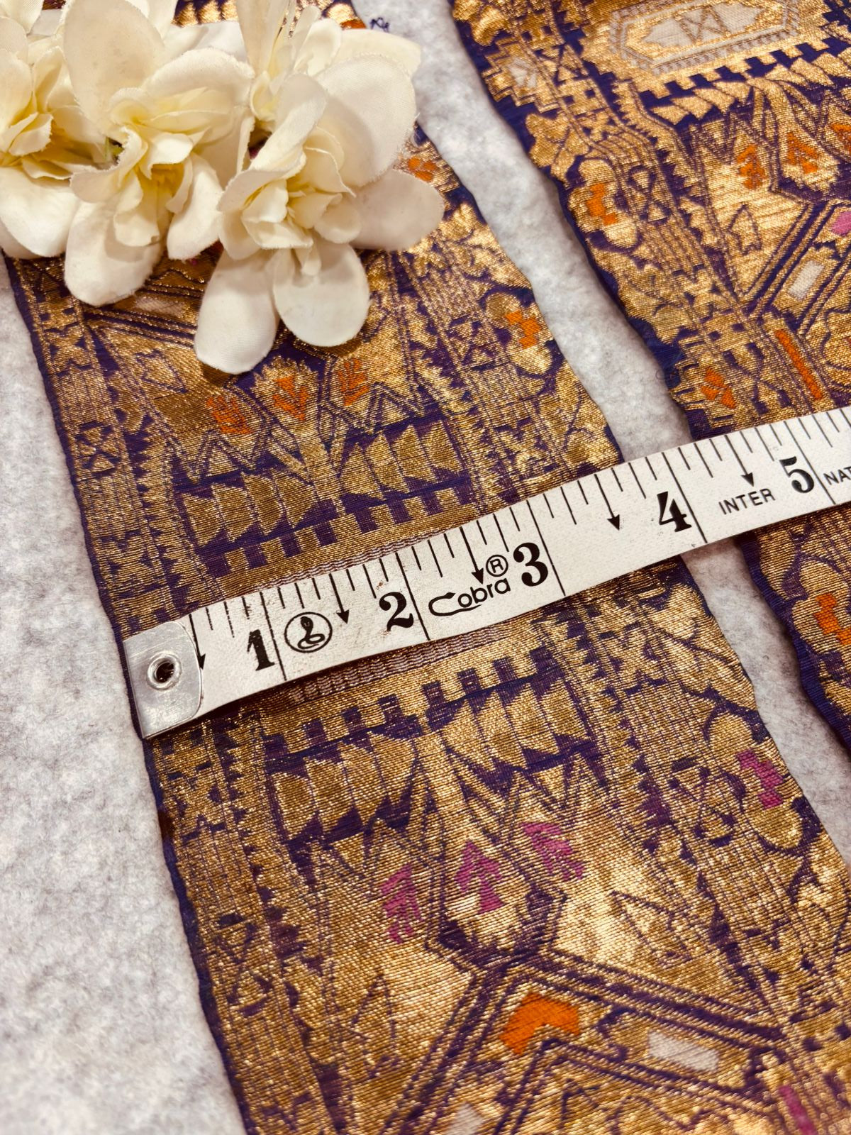 Blue Pure Silk Vintage Banarasi Border Lace - Luxurion World