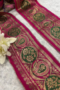 Pink Pure Silk Vintage Banarasi Border Lace - Luxurion World