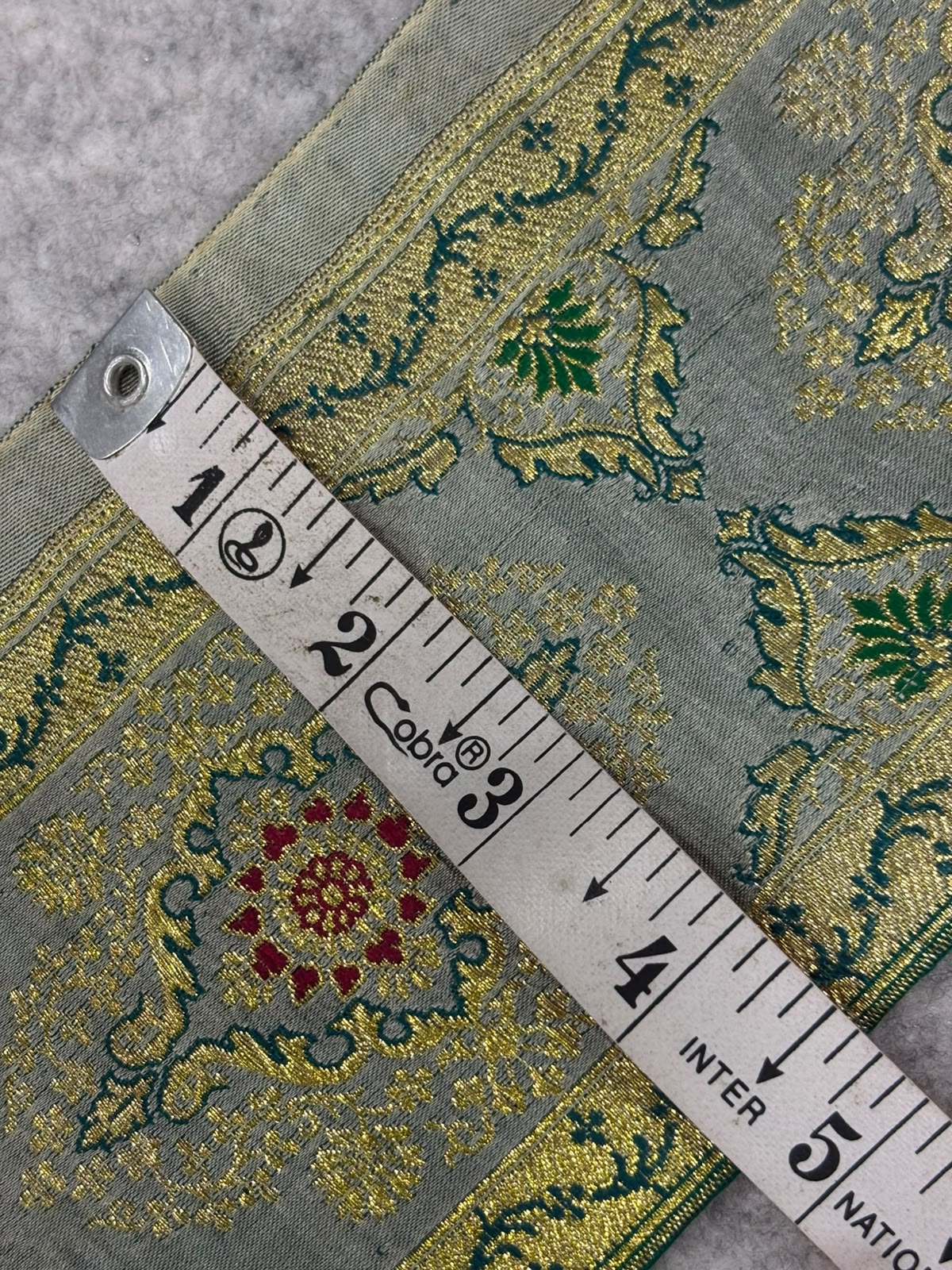 Grey Banarasi Pure Silk Border Lace — Vintage Weave, Festive & Bridal