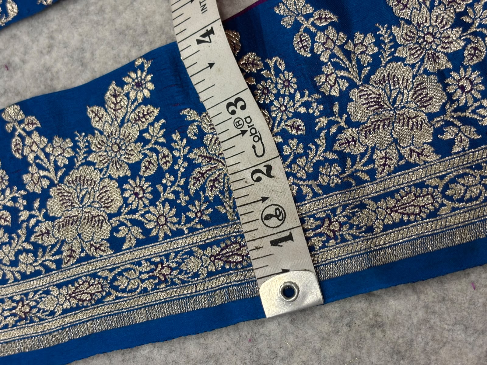 Blue Banarasi Pure Silk Border Lace — Vintage Weave, Festive & Bridal