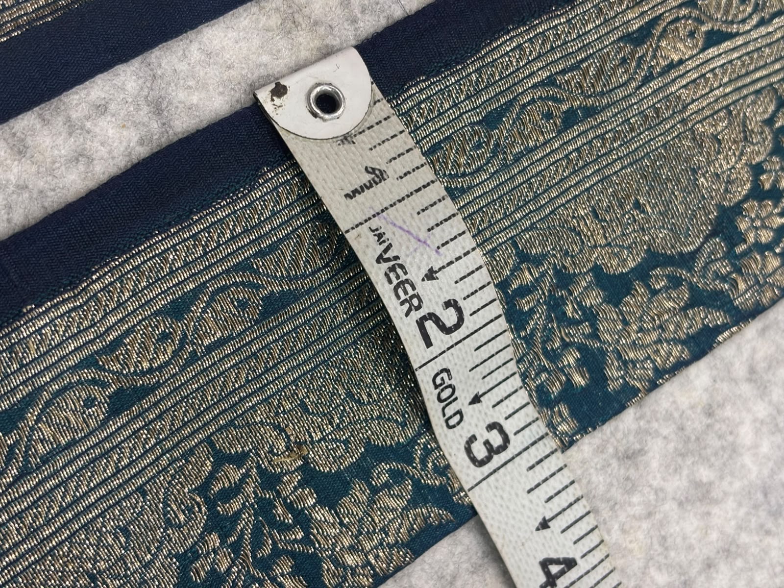 IL2B126081901 Blue Banarasi Pure Silk Vintage Border Lace