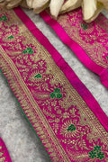 Pink Banarasi Pure Silk Vintage Border Lace
