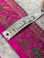 Pink Banarasi Pure Silk Vintage Border Lace