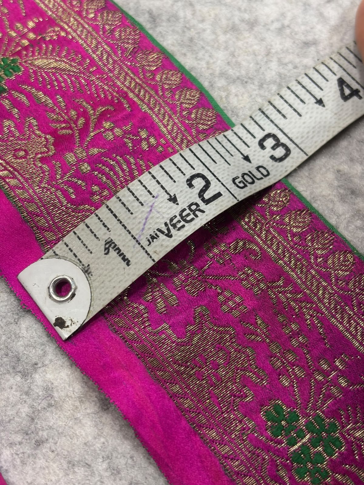 Pink Banarasi Pure Silk Vintage Border Lace