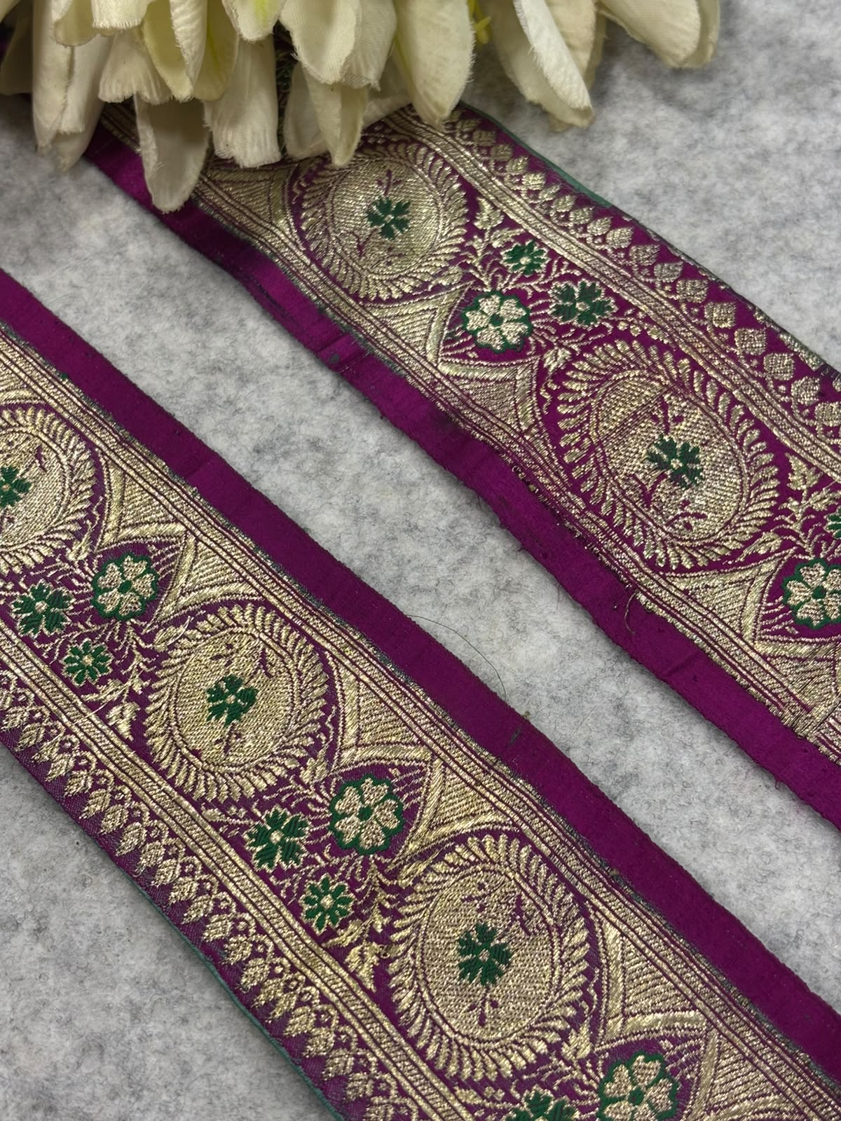 Purple Banarasi Pure Silk Vintage Border Lace ( 1 Mtr )