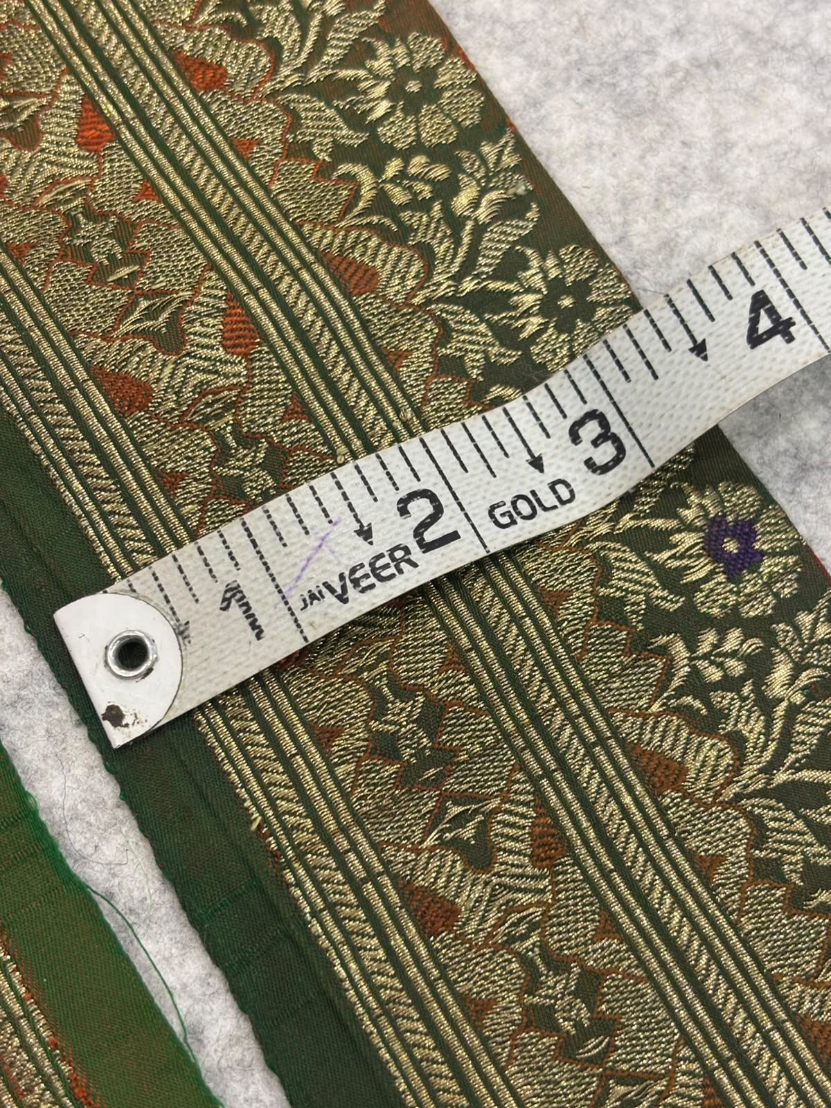 Green Banarasi Pure Silk Vintage Border Lace Celebration  ( 1 Mtr )