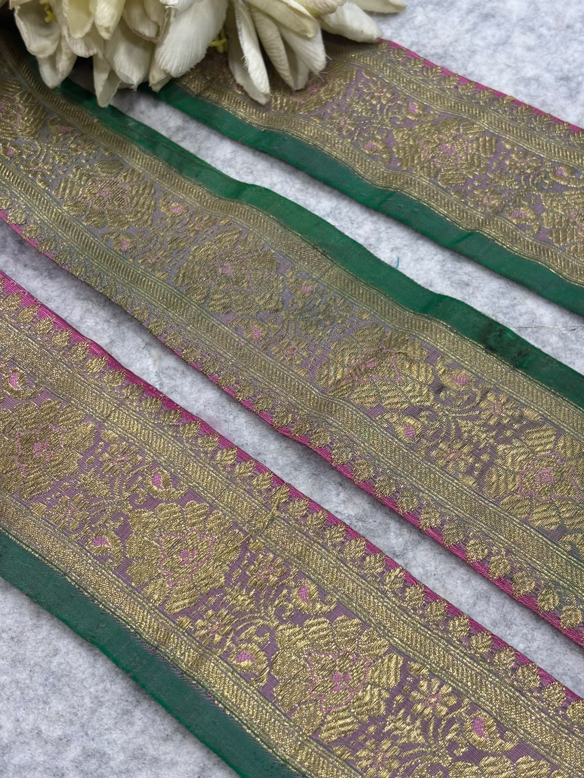 Pink Banarasi Pure Silk Vintage Border Lace  ( 1 Mtr )