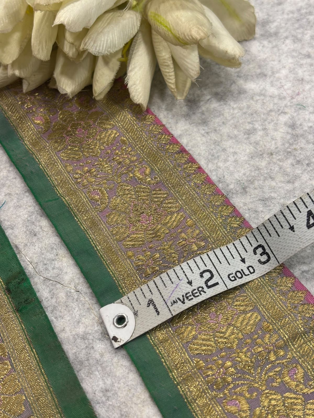 Pink Banarasi Pure Silk Vintage Border Lace  ( 1 Mtr )