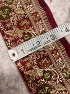 Maroon Banarasi Pure Silk Lace — Vintage Border Weave, Bridal