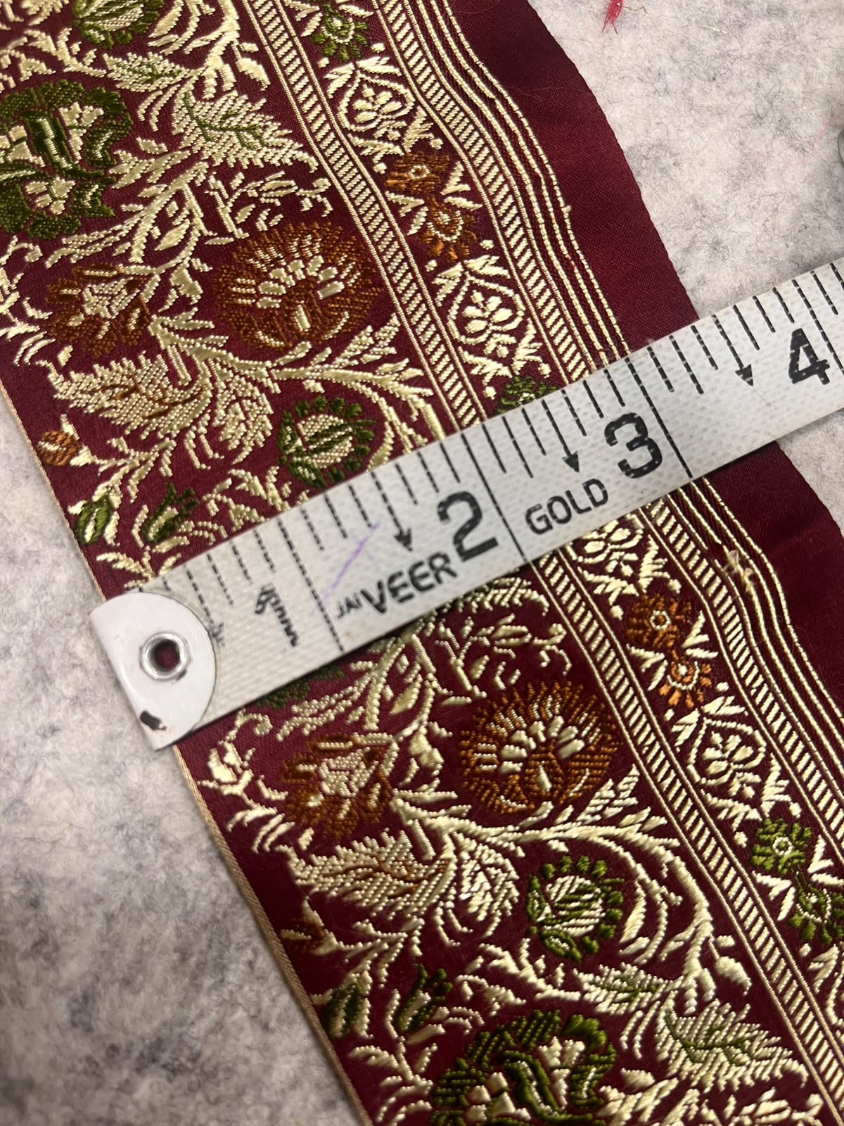 Maroon Banarasi Pure Silk Lace — Vintage Border Weave, Bridal