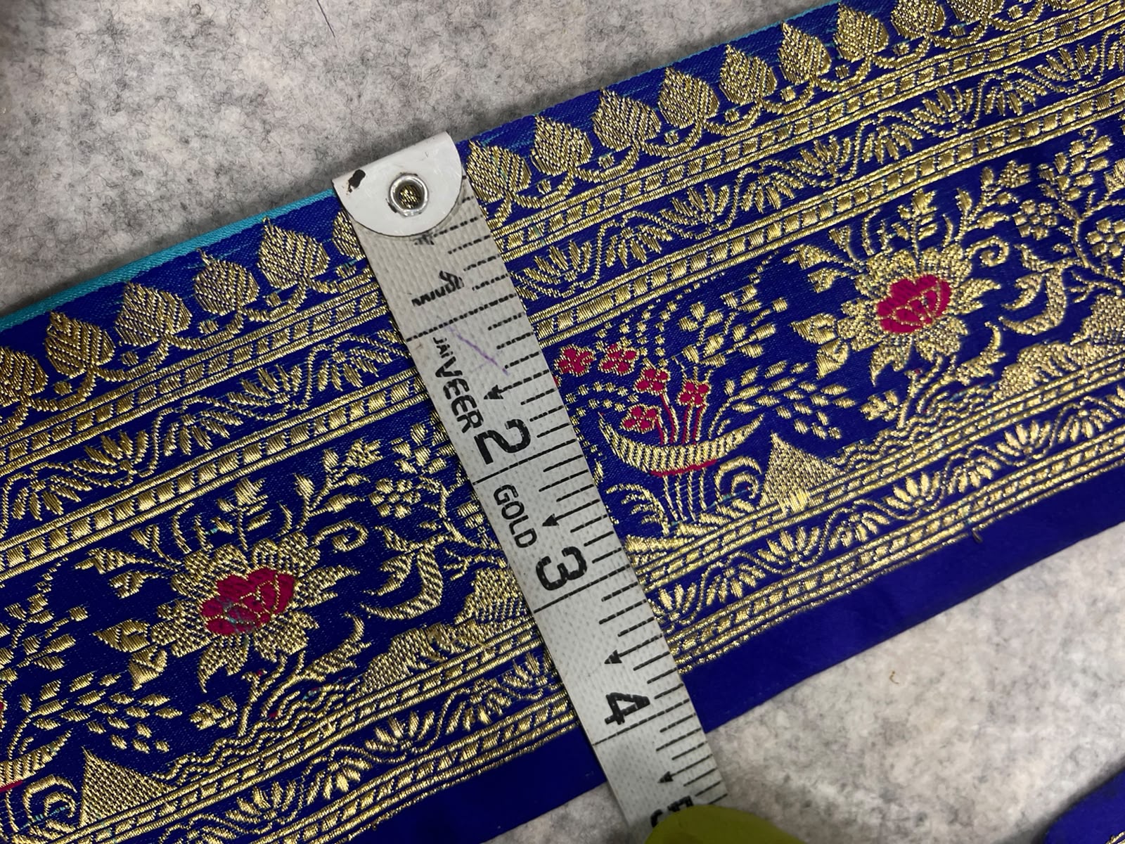 Blue Banarasi Pure Silk Lace — Vintage Border Weave, Festive