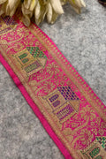 Pink Banarasi Pure Silk Lace — Vintage Border Weave, Festive