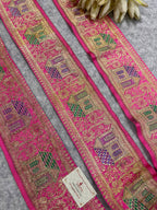 Pink Banarasi Pure Silk Lace — Vintage Border Weave, Festive