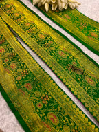 Green Banarasi Pure Silk Lace — Vintage Border Weave, Festive