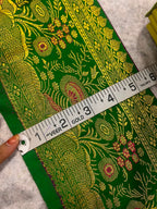 Green Banarasi Pure Silk Lace — Vintage Border Weave, Festive