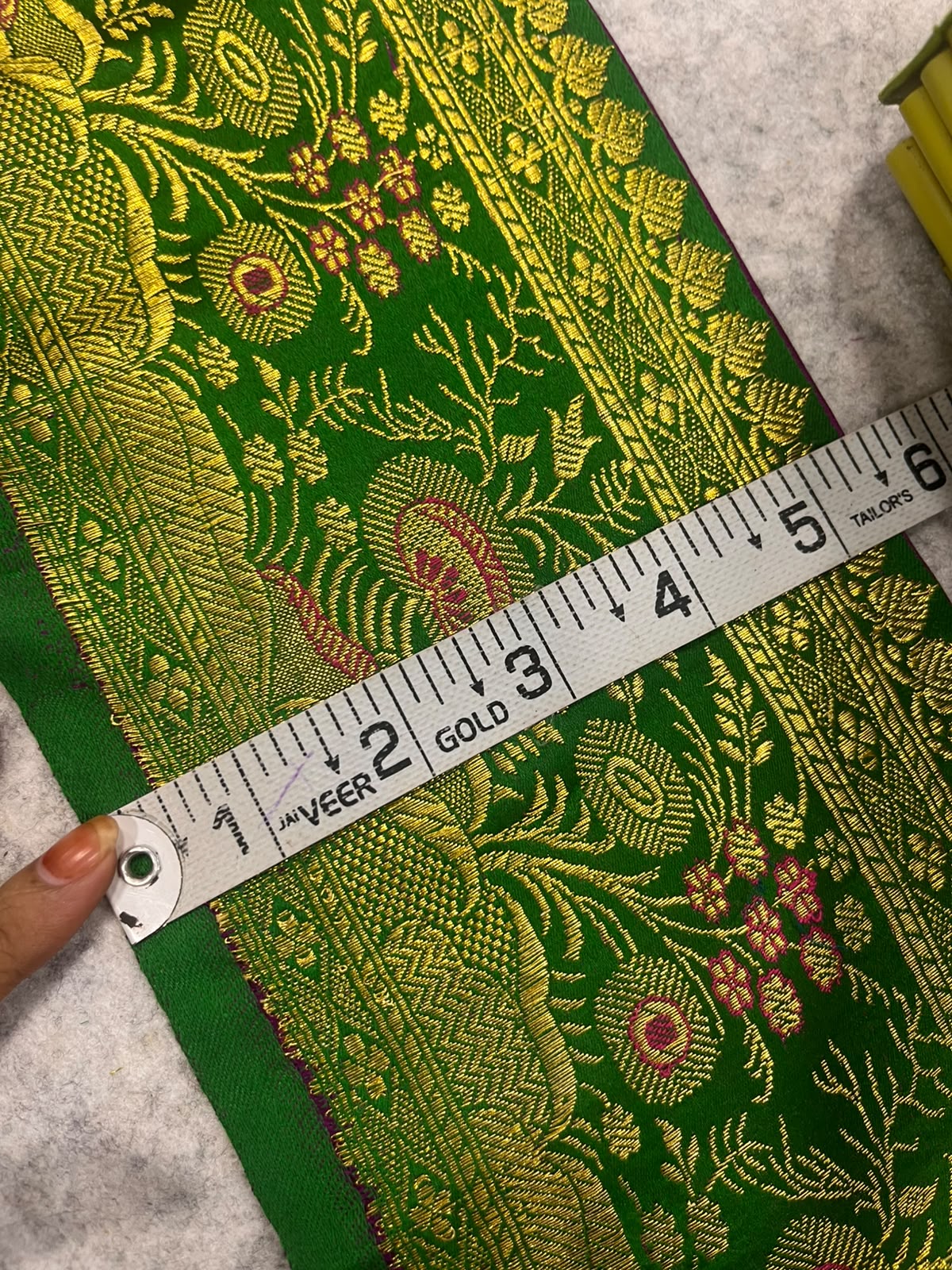 Green Banarasi Pure Silk Lace — Vintage Border Weave, Festive