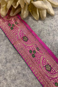 Pink Banarasi Pure Silk Lace — Vintage Border Weave, Celebration