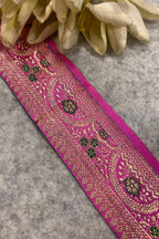 Pink Banarasi Pure Silk Lace — Vintage Border Weave, Celebration