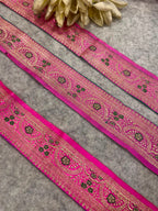 Pink Banarasi Pure Silk Lace — Vintage Border Weave, Celebration