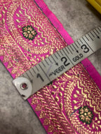 Pink Banarasi Pure Silk Lace — Vintage Border Weave, Celebration