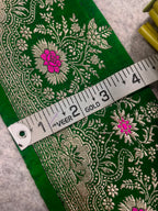Green Banarasi Pure Silk Lace — Vintage Border Weave, Wedding