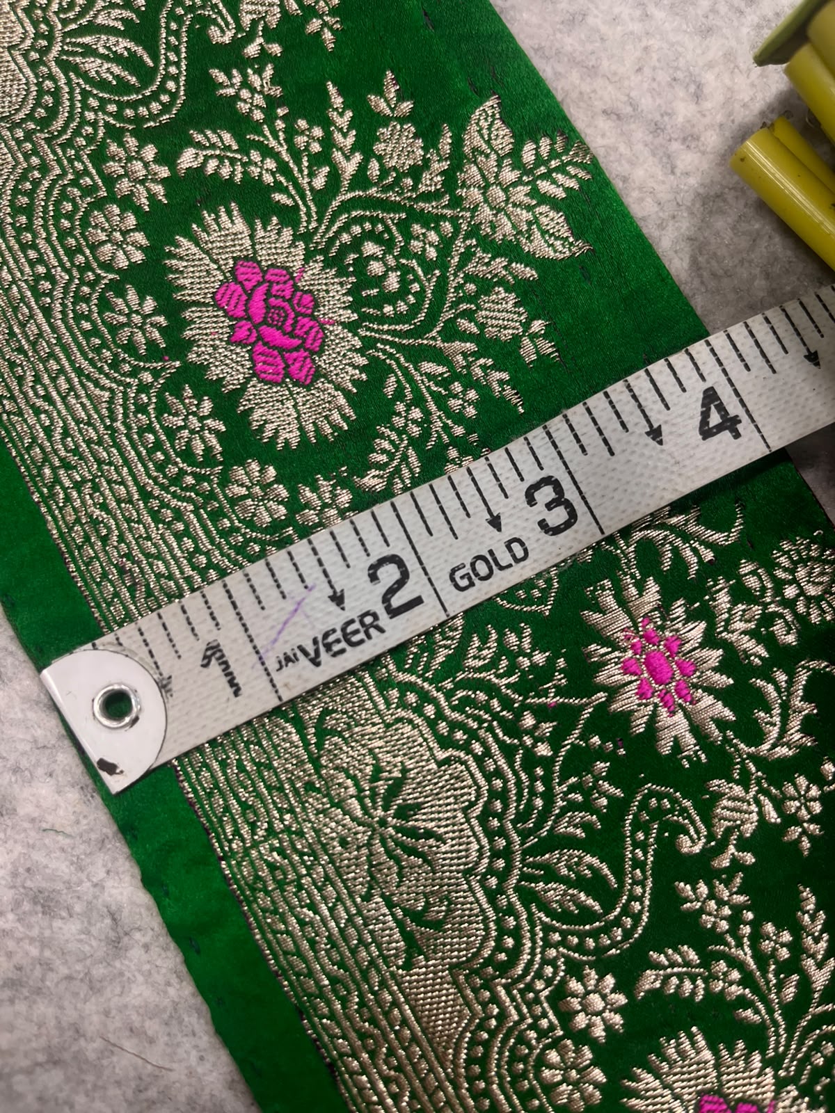 Green Banarasi Pure Silk Lace — Vintage Border Weave, Wedding