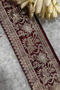 Maroon Banarasi Pure Silk Vintage Border Lace