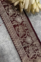 Maroon Banarasi Pure Silk Vintage Border Lace