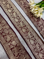 Maroon Banarasi Pure Silk Vintage Border Lace