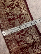 Maroon Banarasi Pure Silk Vintage Border Lace