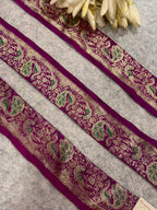Purple Banarasi Pure Silk Lace — Vintage Border Weave, Festive