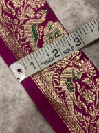 Purple Banarasi Pure Silk Lace — Vintage Border Weave, Festive