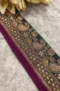 Green Banarasi Pure Silk Vintage Border Lace