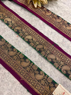 Green Banarasi Pure Silk Vintage Border Lace