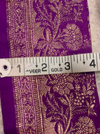 Purple Banarasi Pure Silk Vintage Border Lace