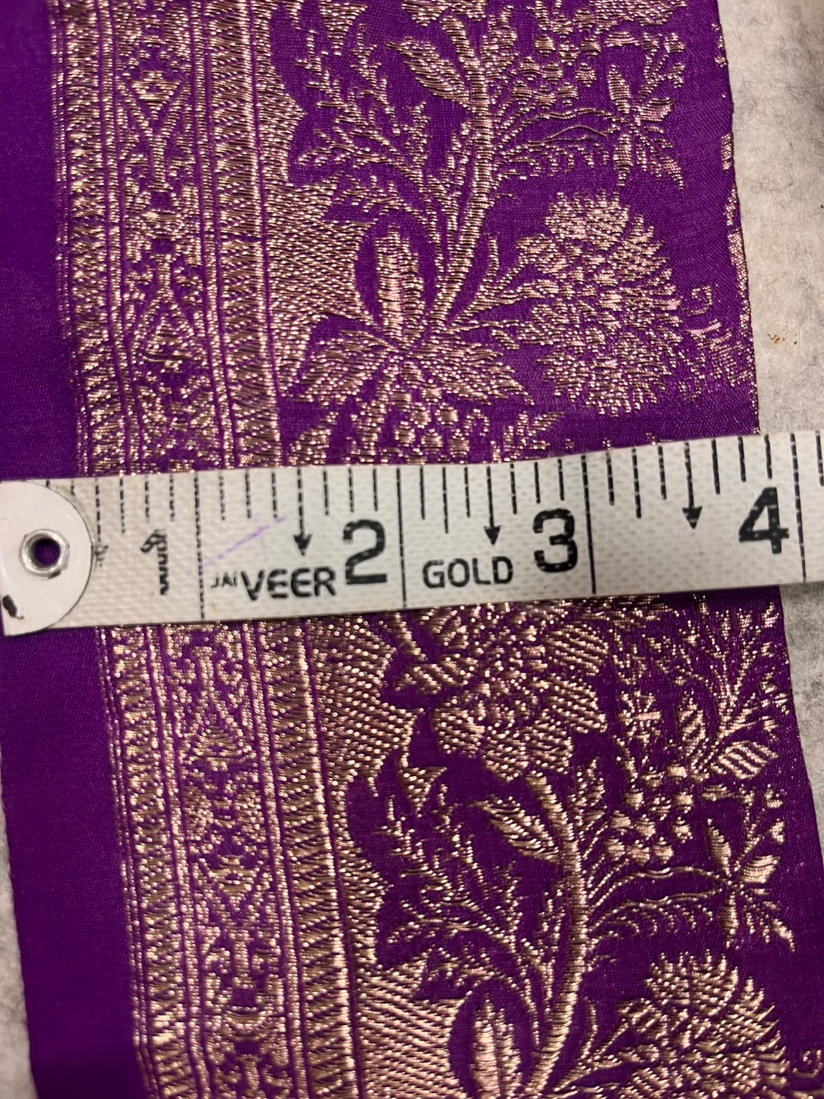 Purple Banarasi Pure Silk Vintage Border Lace