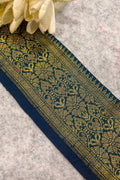 Blue Banarasi Pure Silk Vintage Border Lace